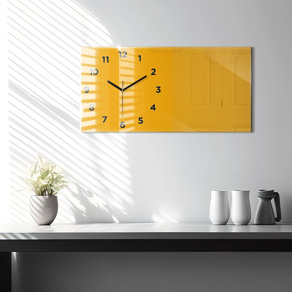 Horizontal wall clock Color golden yellow