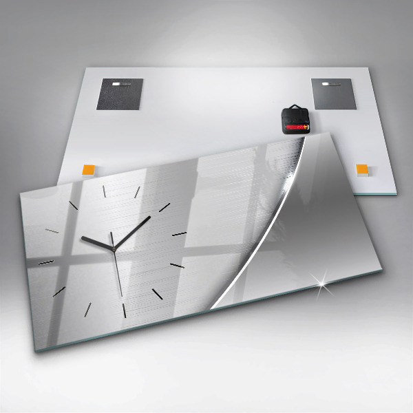 Horizontal wall clock Silver pattern