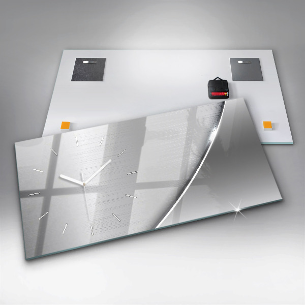 Horizontal wall clock Silver pattern