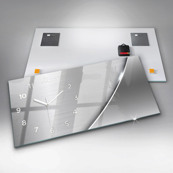 Horizontal wall clock Silver pattern