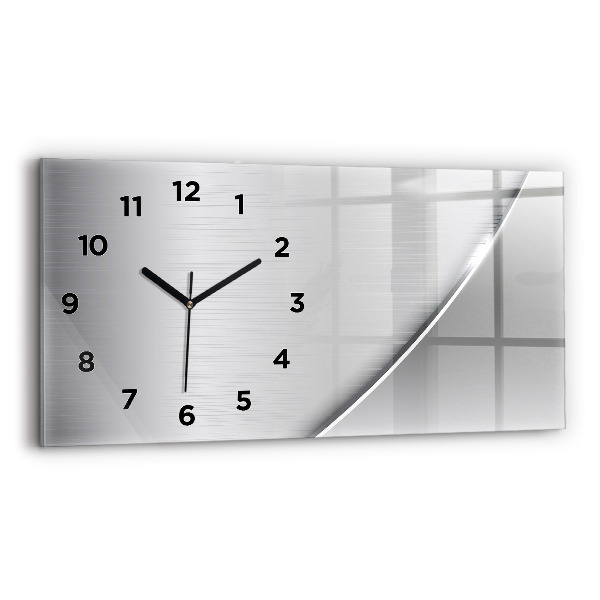Horizontal wall clock Silver pattern
