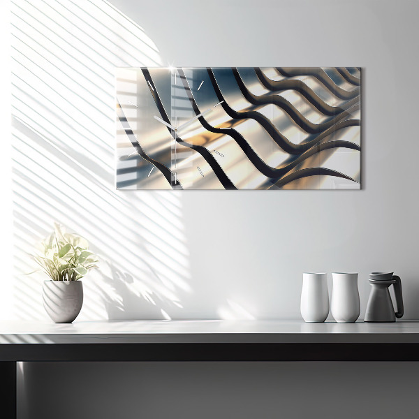 Horizontal wall clock Silver pattern