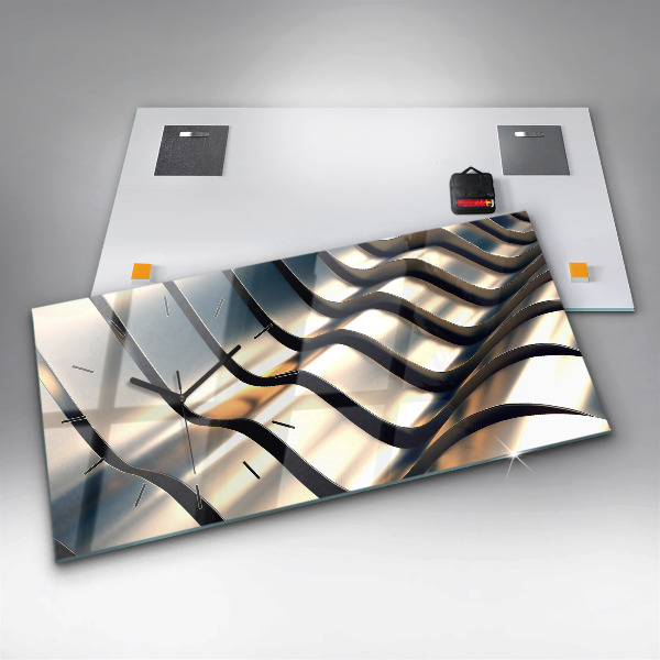 Horizontal wall clock Silver pattern