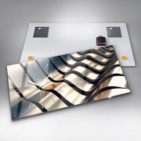 Horizontal wall clock Silver pattern