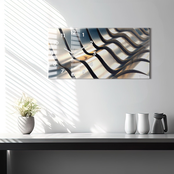 Horizontal wall clock Silver pattern