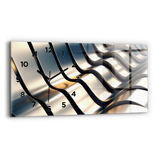 Horizontal wall clock Silver pattern