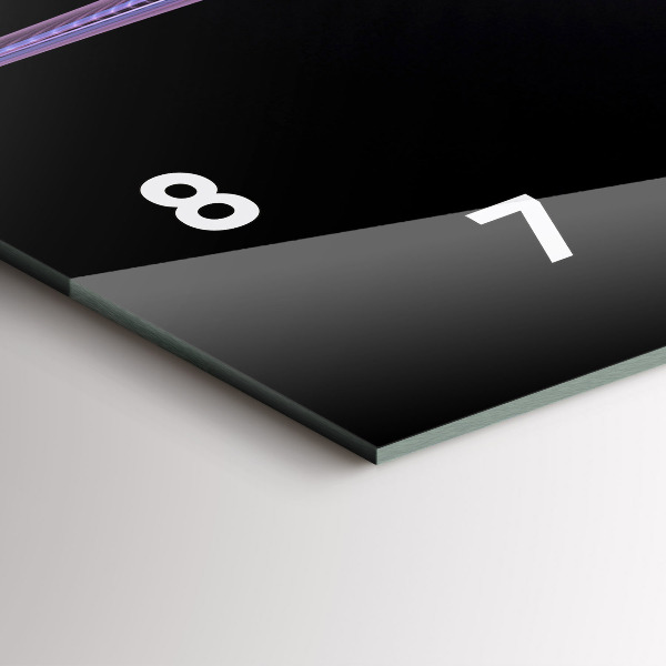 Horizontal wall clock Purple abstraction
