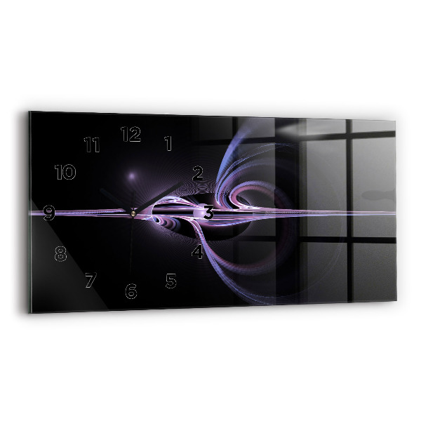 Horizontal wall clock Purple abstraction