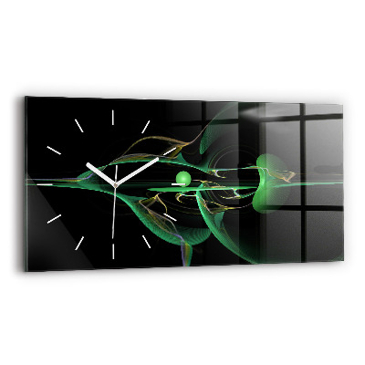 Horizontal wall clock Green abstraction