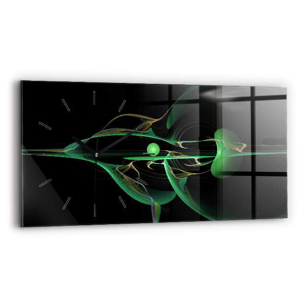 Horizontal wall clock Green abstraction