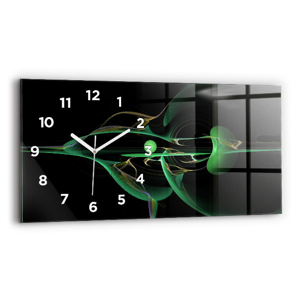 Horizontal wall clock Green abstraction