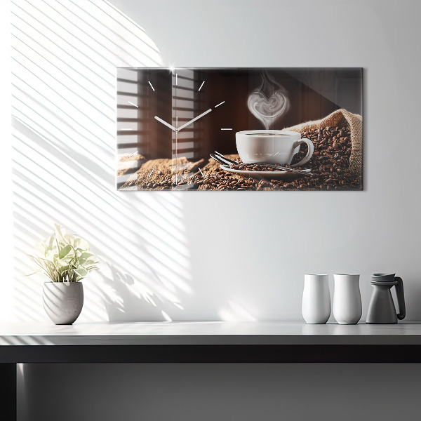 Horizontal wall clock A cup of coffee