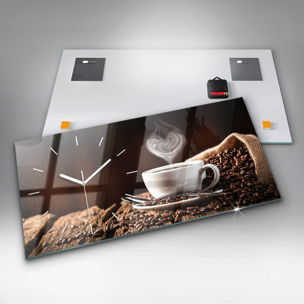 Horizontal wall clock A cup of coffee