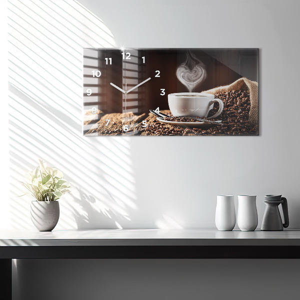 Horizontal wall clock A cup of coffee