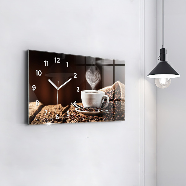 Horizontal wall clock A cup of coffee