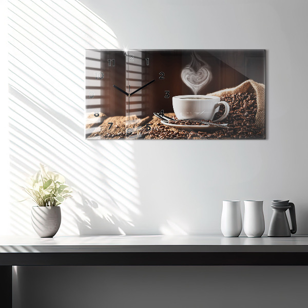 Horizontal wall clock A cup of coffee