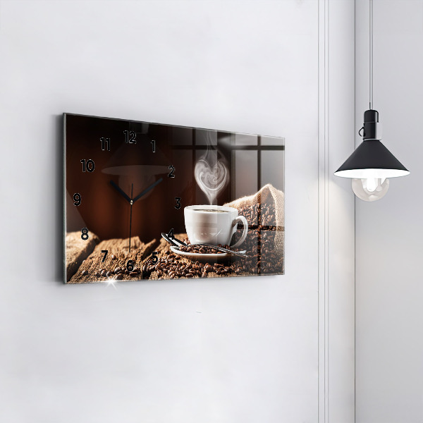 Horizontal wall clock A cup of coffee
