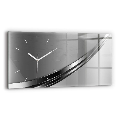 Horizontal wall clock Silver lines