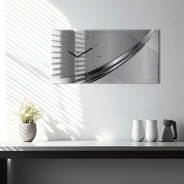 Horizontal wall clock Silver lines