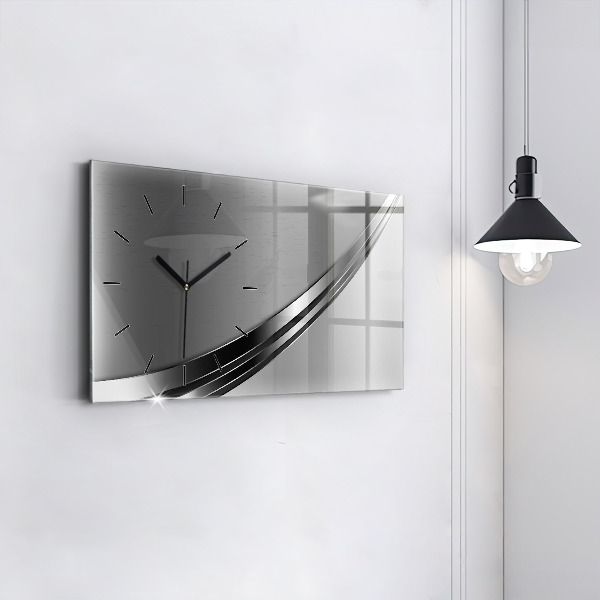 Horizontal wall clock Silver lines