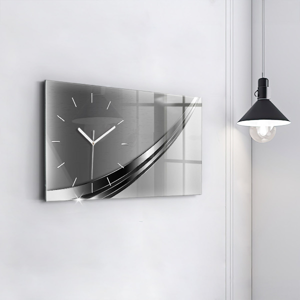 Horizontal wall clock Silver lines