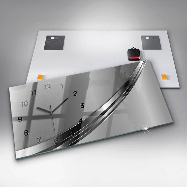 Horizontal wall clock Silver lines