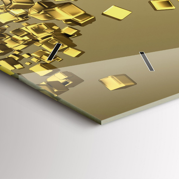 Horizontal wall clock Golden squares