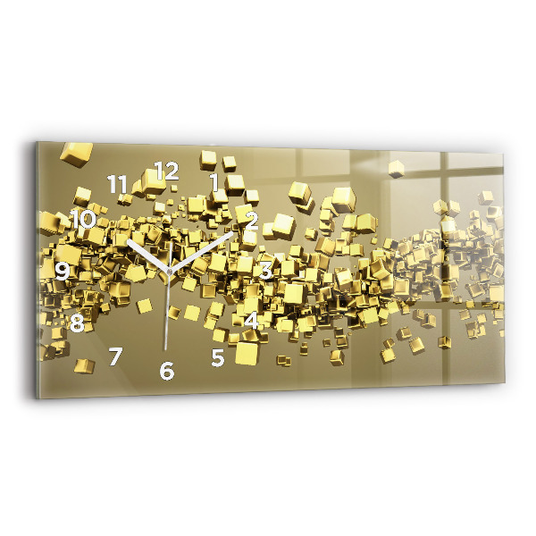 Horizontal wall clock Golden squares