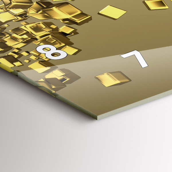 Horizontal wall clock Golden squares