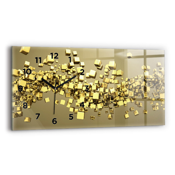 Horizontal wall clock Golden squares