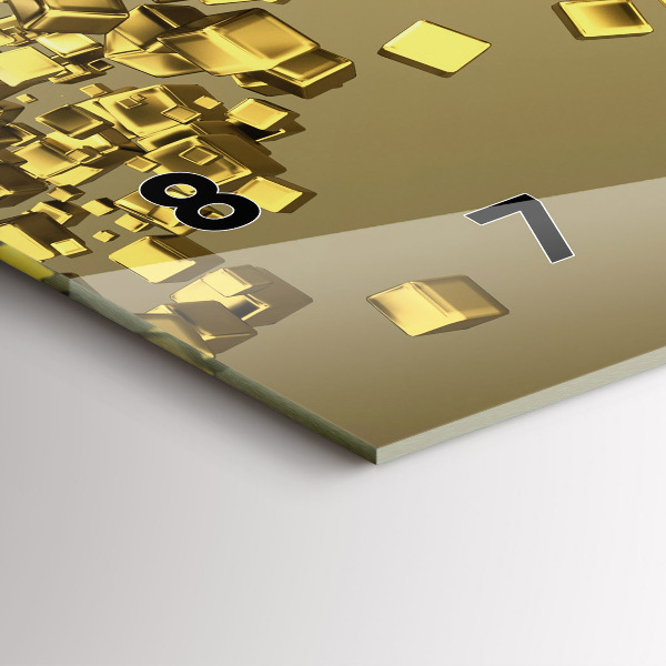 Horizontal wall clock Golden squares