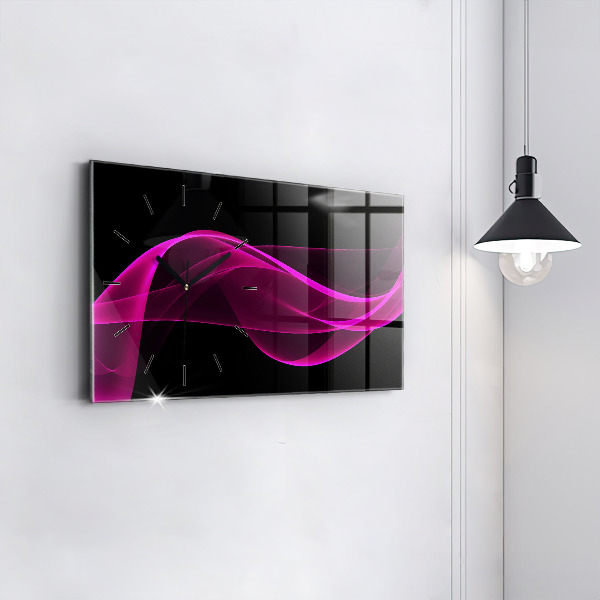 Horizontal wall clock Pink abstraction