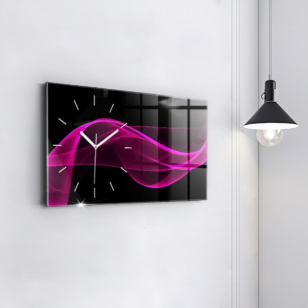 Horizontal wall clock Pink abstraction