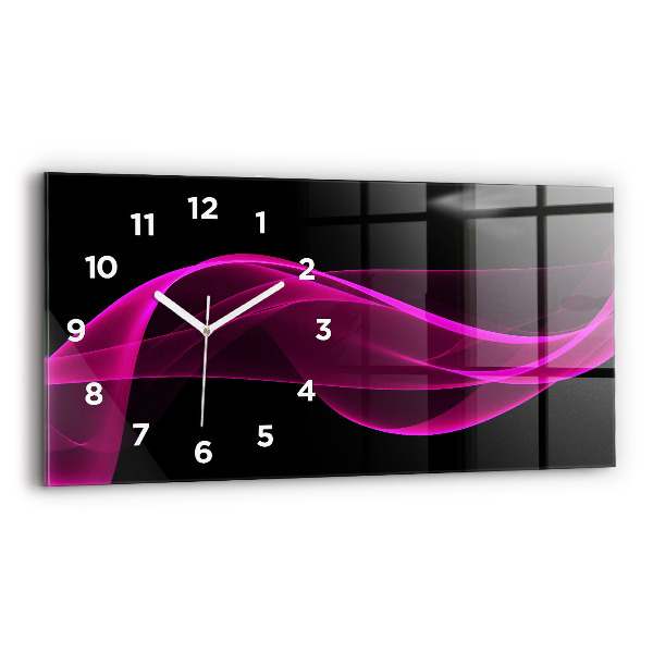Horizontal wall clock Pink abstraction