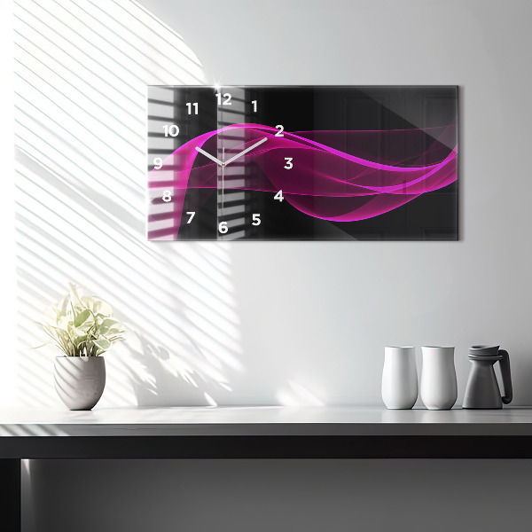 Horizontal wall clock Pink abstraction