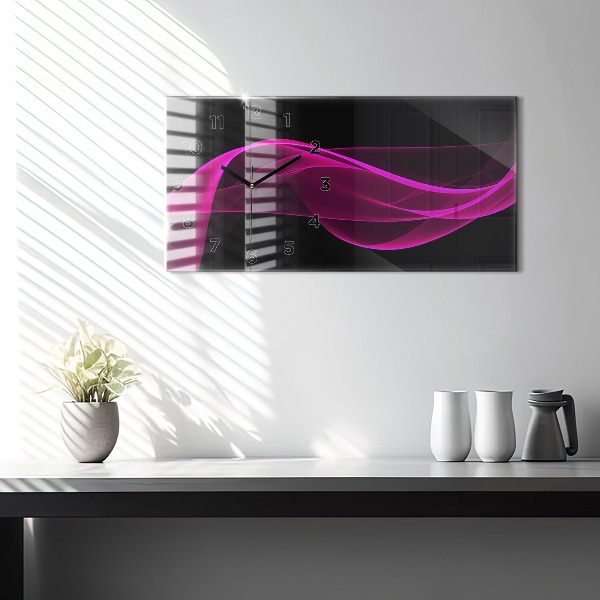 Horizontal wall clock Pink abstraction