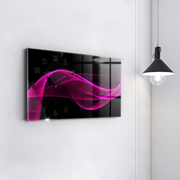 Horizontal wall clock Pink abstraction