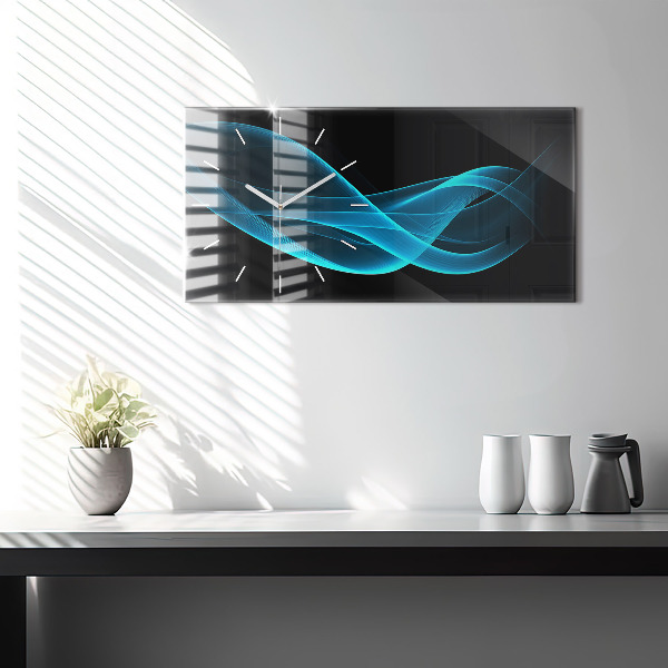Horizontal wall clock Blue abstraction