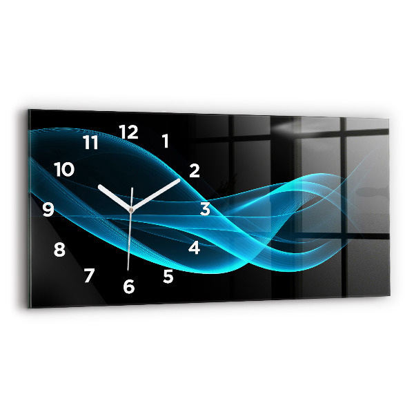 Horizontal wall clock Blue abstraction