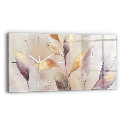 Horizontal wall clock Abstract boho leaves