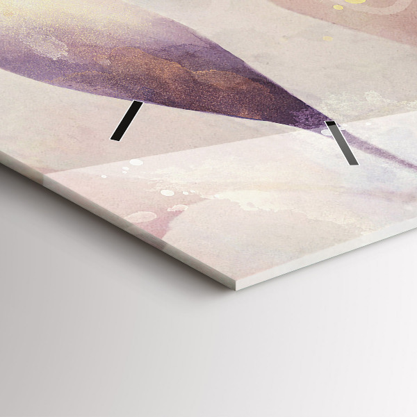 Horizontal wall clock Abstract boho leaves