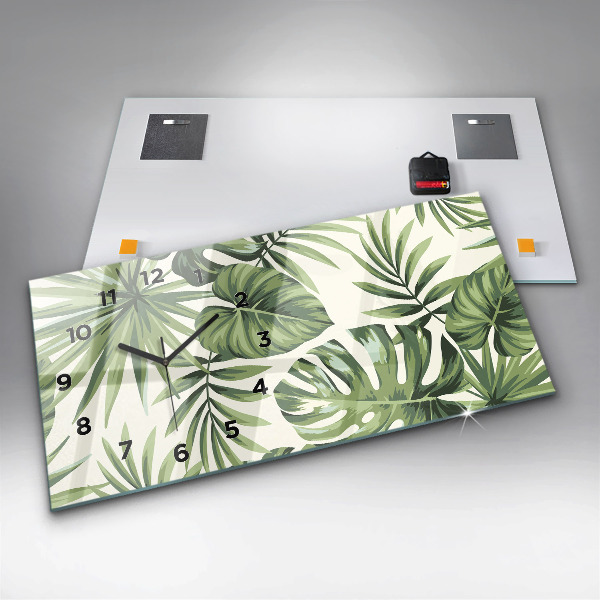Horizontal wall clock Tropical pattern