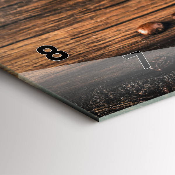 Horizontal wall clock Cup and coffee beans