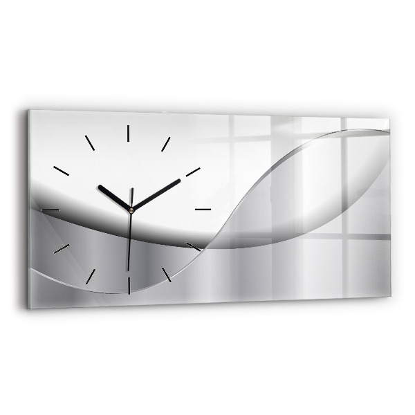 Horizontal wall clock Silver abstraction