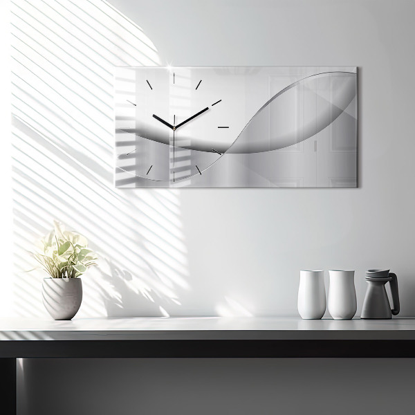 Horizontal wall clock Silver abstraction
