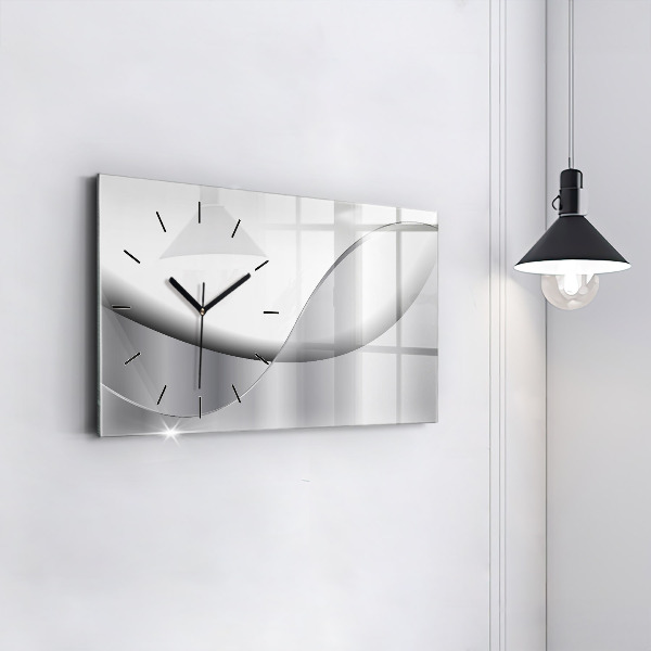 Horizontal wall clock Silver abstraction