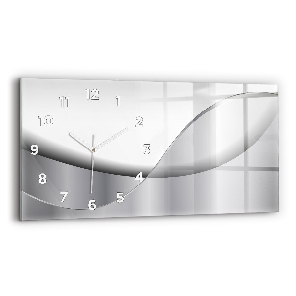 Horizontal wall clock Silver abstraction