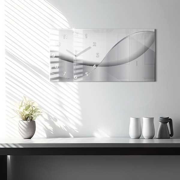 Horizontal wall clock Silver abstraction