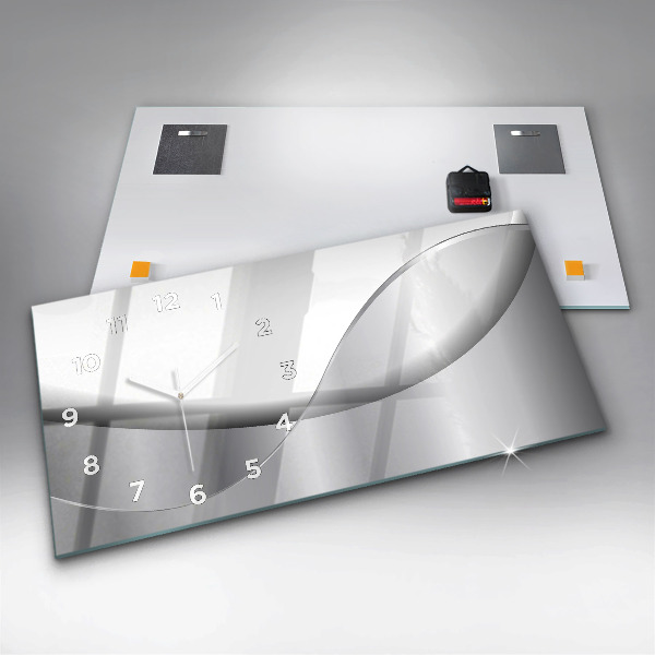 Horizontal wall clock Silver abstraction