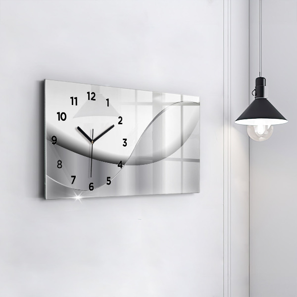 Horizontal wall clock Silver abstraction